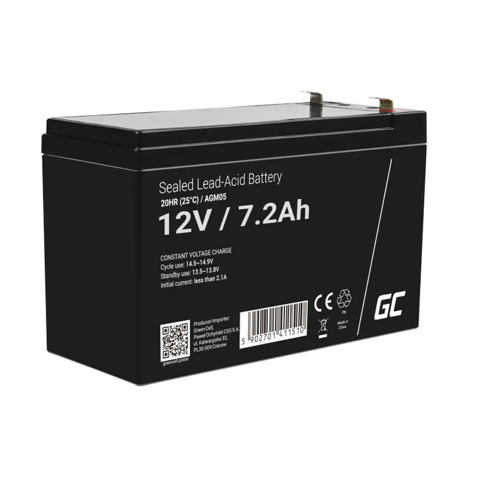 BATERIA CHUMBO GEL AGM 12V 7.2A GREEN CELL 1