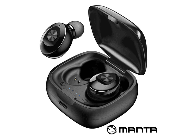 AUSCULTADORES EARBUDS TWS BLUETOOTH 5.0 PRETO MANTA 1