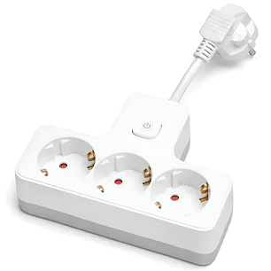 FICHA ELÉTRICA ADAPTADORA 3X SCHUKO COM INTERRUPTOR