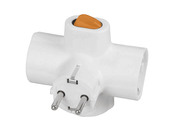 FICHA ELÉTRICA TRIPLA 3 SCHUKO INTERRUPTOR 1