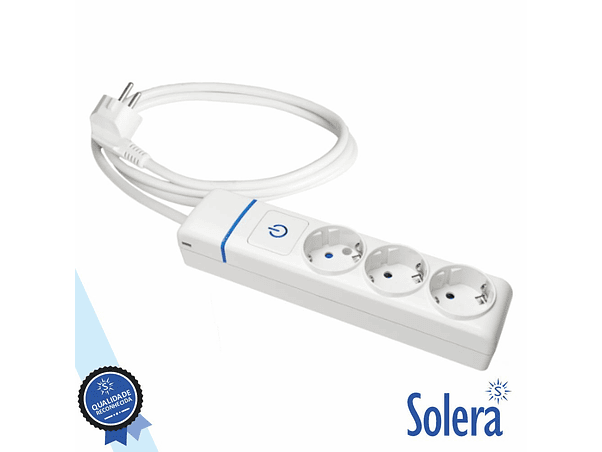 TOMADA ELÉTRICA COM 3 SAÍDAS INTERRUPTOR 1.5M BRANCO SOLERA 1