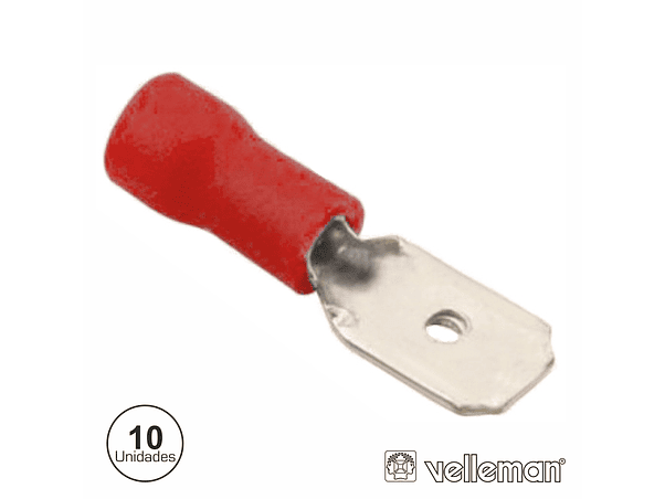 TERMINAL FASTON MACHO ISOLADO 2.8MM 10X VERMELHO 1