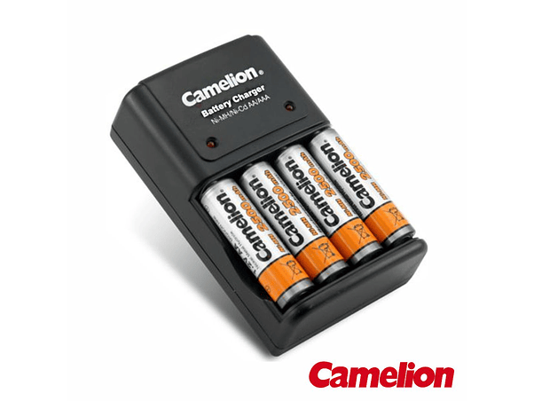CARREGADOR UNIVERSAL AA/AAA COM 4 PILHAS AA 2500MAH CAMELION 1