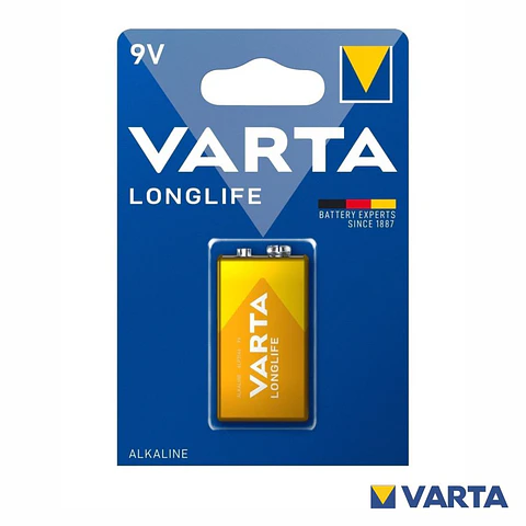 PILHA ALCALINA 9V/6LR61 LONGLIFE VARTA