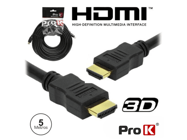 CABO HDMI DOURADO MACHO / MACHO 1.4 PRETO 5M PROK 1