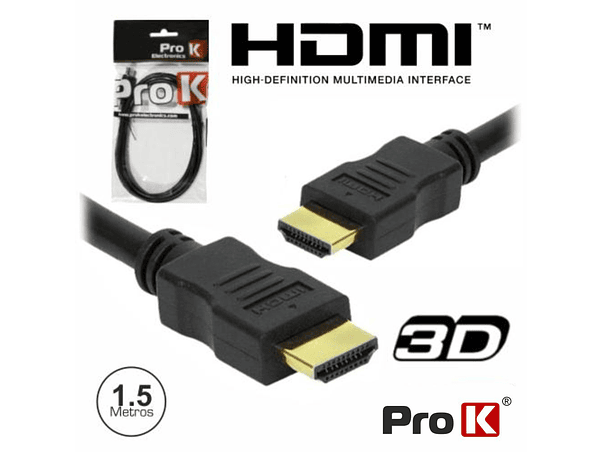 CABO HDMI DOURADO MACHO / MACHO 1.4 PRETO 1.5M PROK 1