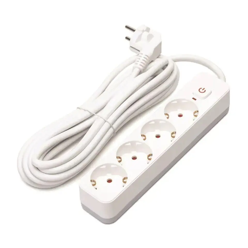 EXTENSÃO ELÉTRICA 4X SCHUKO COM INTERRUPTOR 5M 1