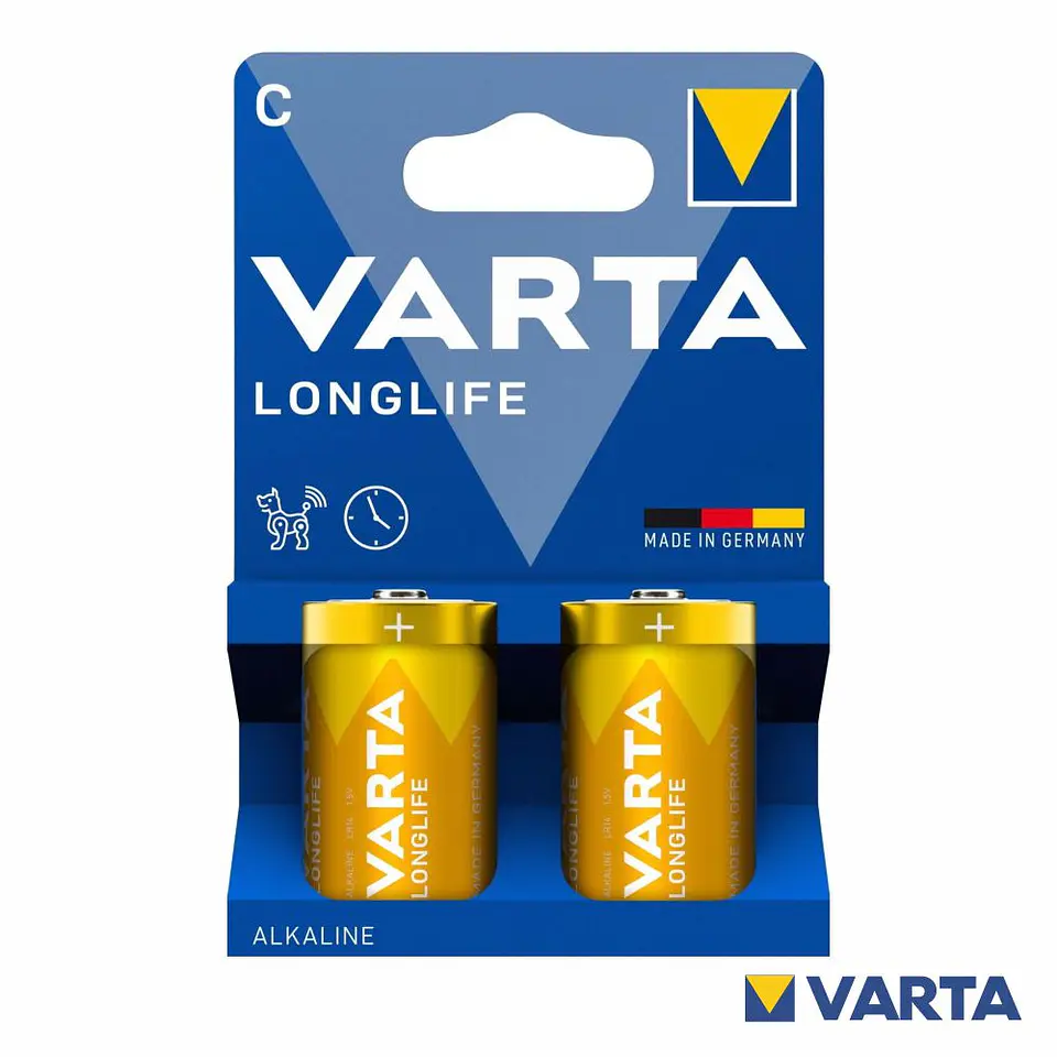 PILHA ALCALINA LR14/C 1.5V 2X LONGLIFE VARTA 1