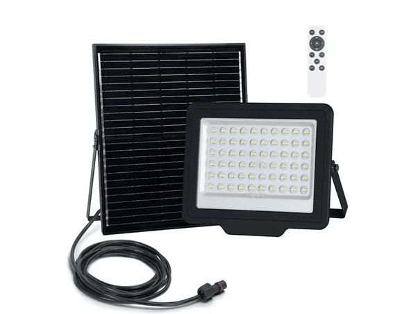 FOCO LED COM PAINEL SOLAR 200W 6500K 2000LM IP65 PRETO 1