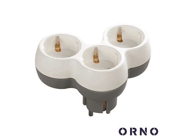 FICHA ELÉTRICA ADAPTADORA 3X SCHUKO BRANCO ORNO 1