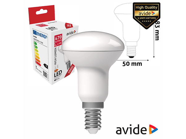 LÂMPADA LED E14 R50 4.9W 230V 3000K 470LM AVIDE 1
