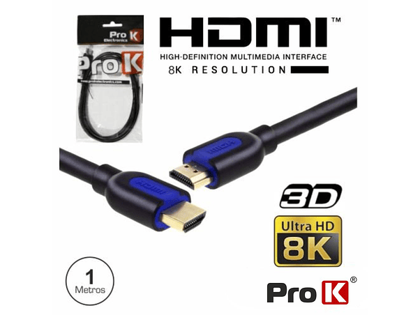 CABO HDMI DOURADO MACHO / MACHO 2.1 8K PRETO 1M PROK 1