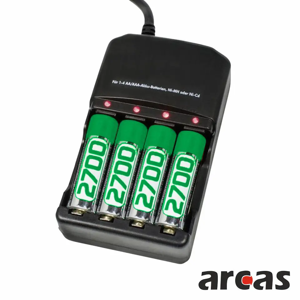 CARREGADOR UNIVERSAL AA/AAA COM 4 PILHAS AA 2700MAH 1