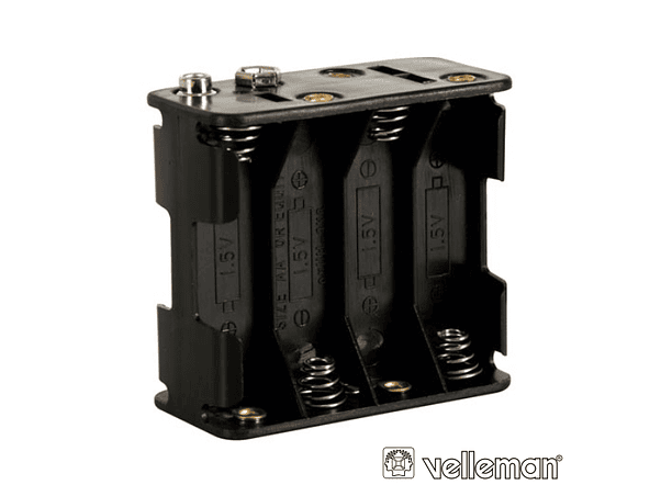 SUPORTE PARA 8 PILHAS AA COM TERMINAIS CLIP VELLEMAN 1