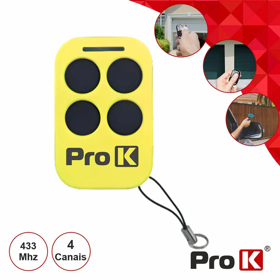 TELECOMANDO GARAGEM UNIVERSAL 4 CANAIS 433MHZ PROK 1