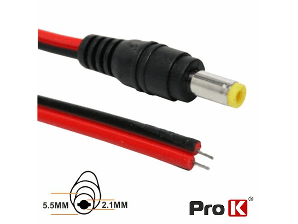 FICHA ALIMENTAÇÃO DC FÊMEA 5.5X2.1MM 12MM COM CABO PROK 1