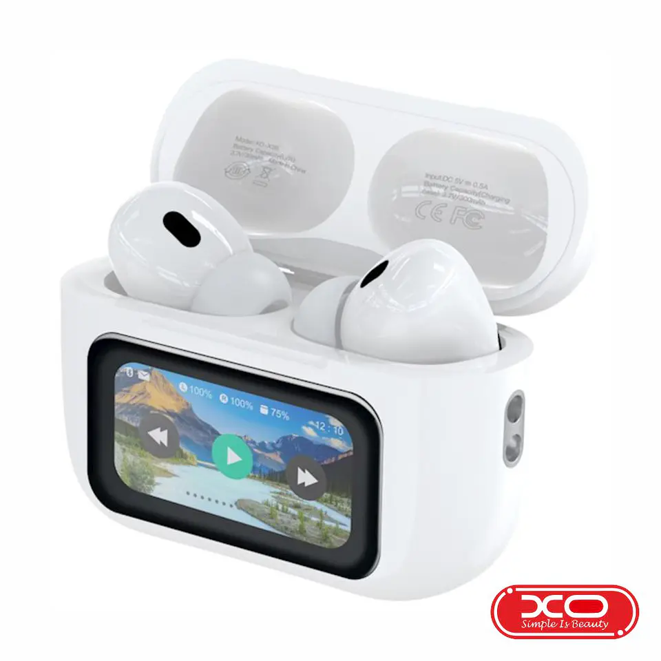 AURICULARES COM DISPLAY TWS ANC+ENC BT 5.4 BRANCO XO 1