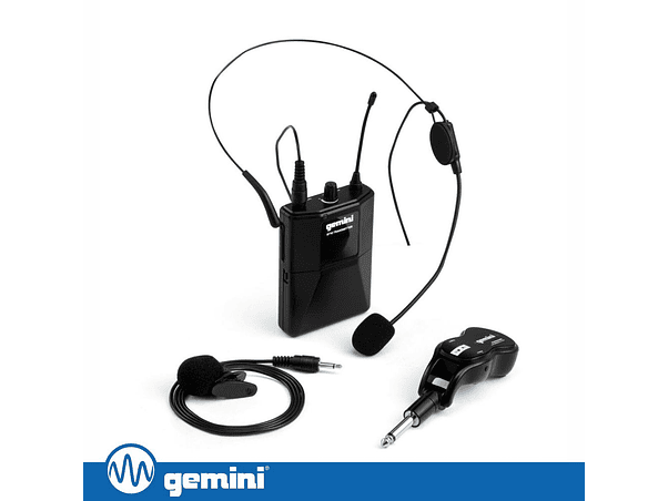 MICROFONES HEADSET + LAPELA UHF SEM FIOS GEMINI 1
