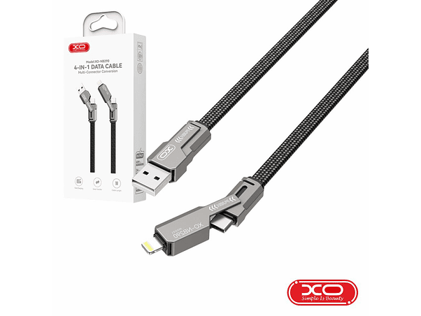 CABO USB-A MACHO 4 EM 1 PARA USB-C E LIGHTNING PD 60W 1M XO 1