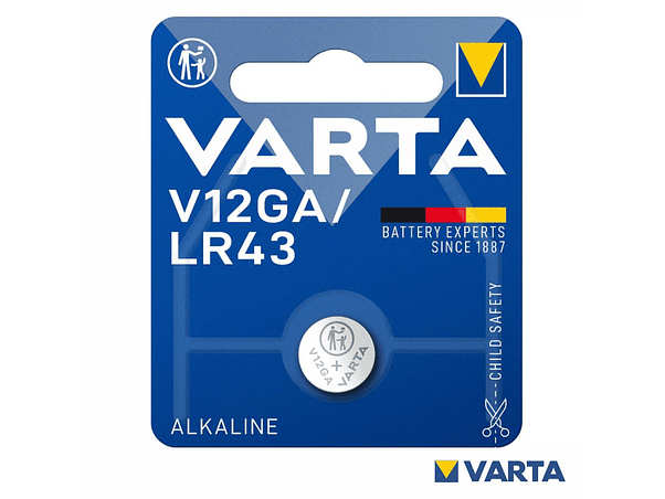 PILHA ALCALINA BOTÃO LR43/AG12/V12GA/L1142 1.5V VARTA 1