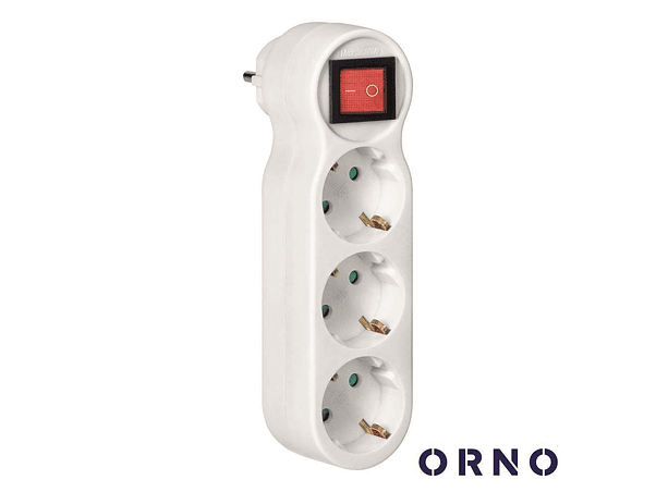 FICHA ELÉTRICA ADAPTADORA 3X SCHUKO COM INTERRUPTOR ORNO 1