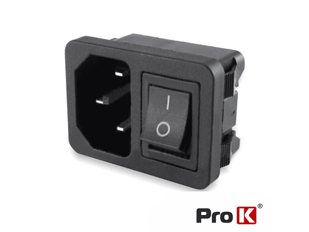 FICHA ALIMENTAÇÃO IEC C14 MACHO PAINEL COM INTERRUPTOR PROK 1