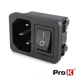 FICHA ALIMENTAÇÃO IEC C14 MACHO PAINEL COM INTERRUPTOR PROK