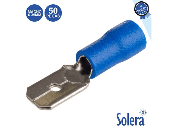 TERMINAL FASTON MACHO ISOLADO 6.35MM AZUL 50X SOLERA 1