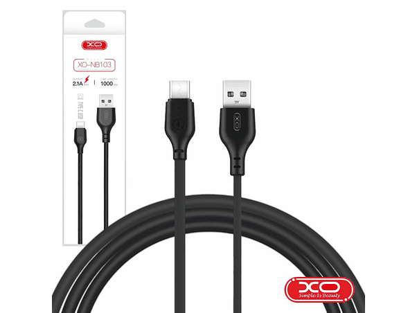 CABO USB-A 2.0 MACHO / USB-C 2.1A 2M PRETO XO 1