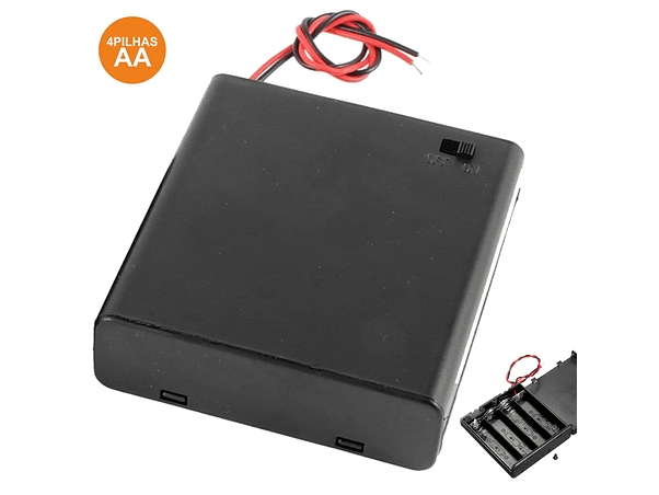 SUPORTE PARA 4 PILHAS AA COM TAMPA E INTERRUPTOR 1