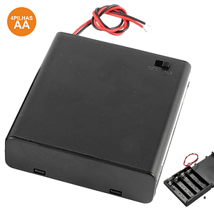 SUPORTE PARA 4 PILHAS AA COM TAMPA E INTERRUPTOR