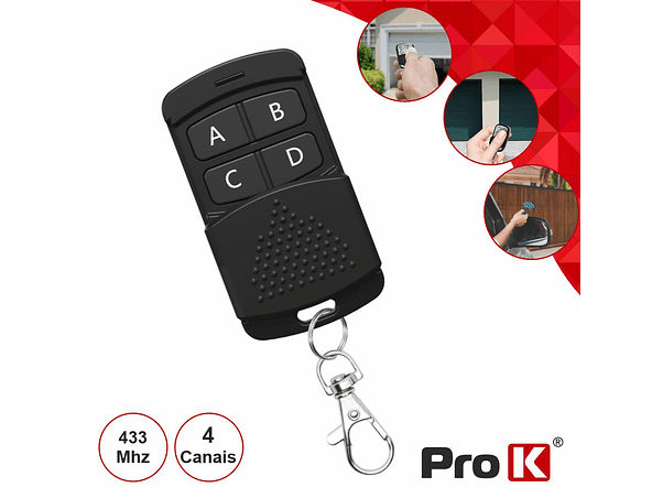 COMANDO GARAGEM UNIVERSAL 4 CANAIS 433MHZ PROK 1