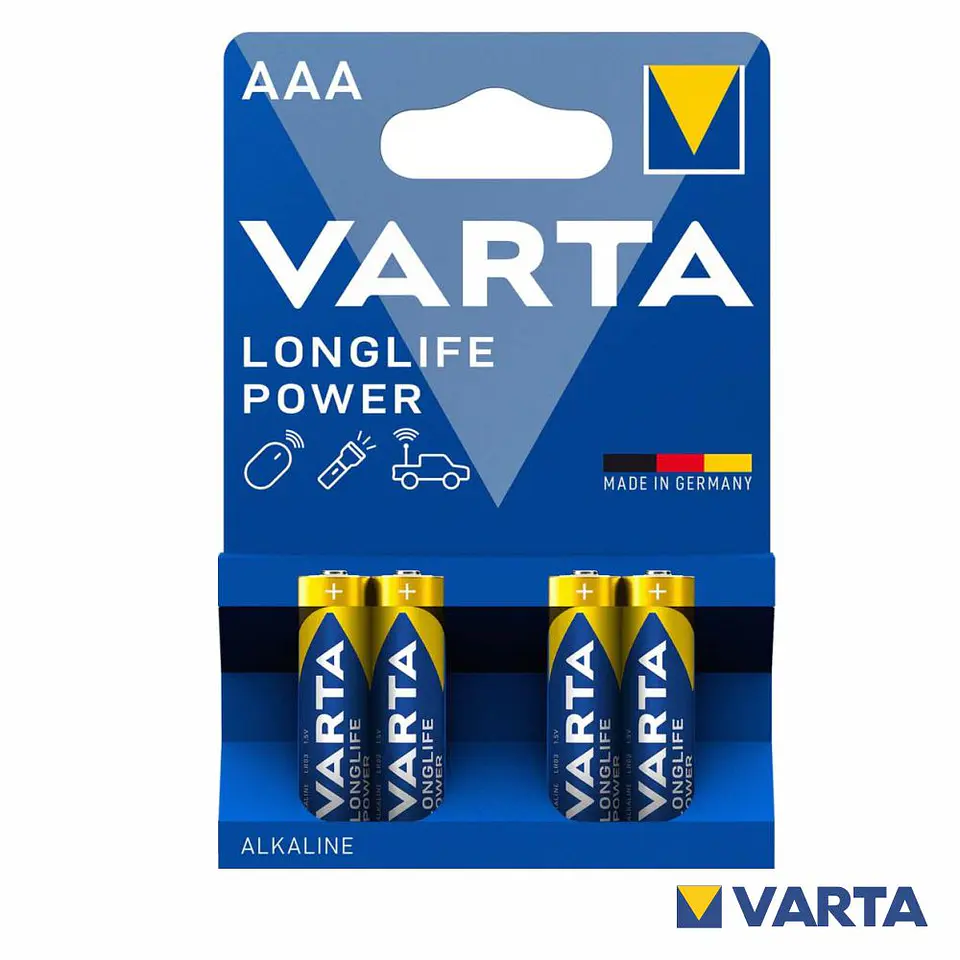 PILHA ALCALINA AAA 1.5V 4X LONGLIFE POWER VARTA 1