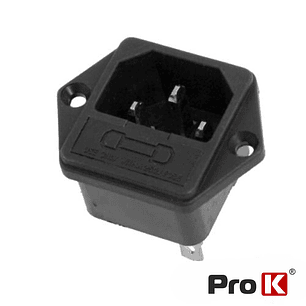 FICHA ALIMENTAÇÃO IEC C14 MACHO PAINEL COM PORTA-FUSIVEL