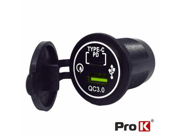 TOMADA DUPLA USB-A 3.0 + USB-C PD DE EMBUTIR PROK 1