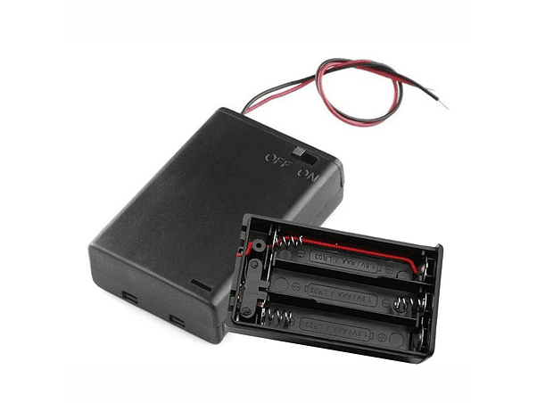 SUPORTE PARA 3 PILHAS AAA COM TAMPA E INTERRUPTOR 1