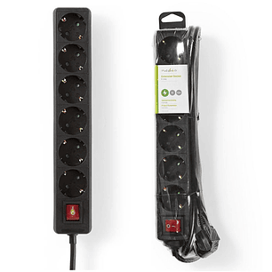 EXTENSÃO ELÉTRICA 5X SCHUKO COM INTERRUPTOR 3M ORNO