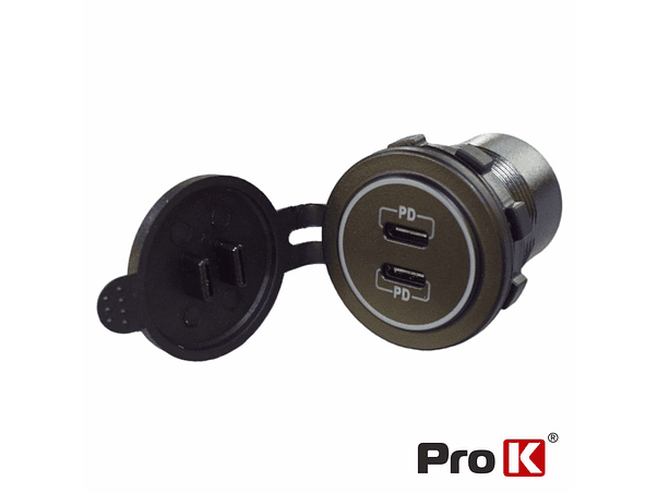 TOMADA DUPLA USB-C PD DE EMBUTIR PROK 1