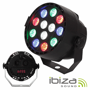 PROJETOR PAR COM 12 LEDS 1W CREE RGBW DMX MIC IBIZA