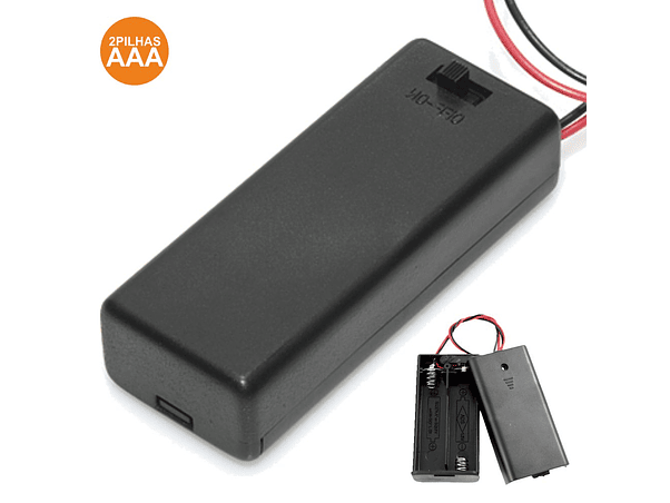 SUPORTE PARA 2 PILHAS AAA COM TAMPA E INTERRUPTOR 1