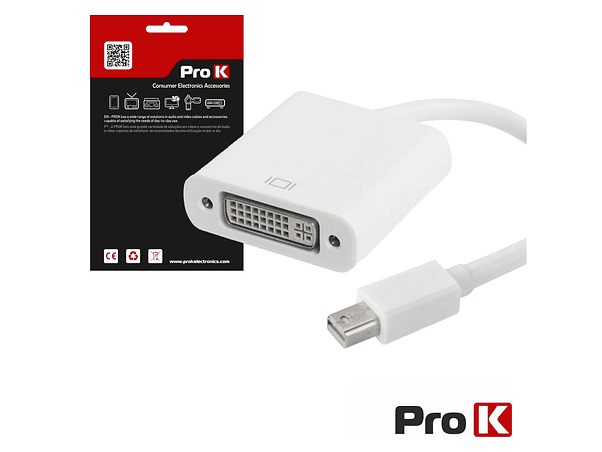 ADAPTADOR MINI DISPLAYPORT MACHO / DVI FÊMEA PROK 1
