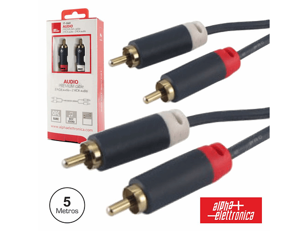 CABO 2-RCA MACHO / 2-RCA MACHO PREMIUM 5M BLISTER 1