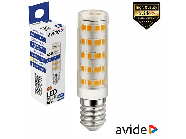 LÂMPADA LED E14 JD 4.2W 230V 6400K 450LM AVIDE 1
