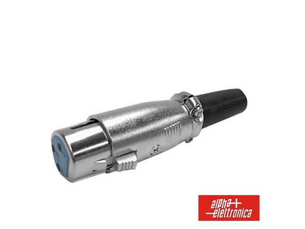 FICHA XLR 3P FÊMEA NIQUELADO COM GUARDA CABO 1