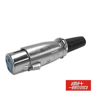 FICHA XLR 3P FÊMEA NIQUELADO COM GUARDA CABO