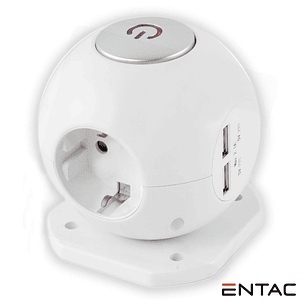 TOMADA ELÉTRICA GLOBO COM 3 SAÍDAS 2X USB 2.1A BRANCO ENTAC