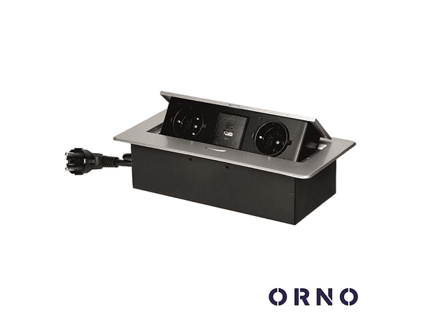 TOMADA ELÉTRICA ENCASTRAR 2X SCHUKO 2X USB ORNO 1