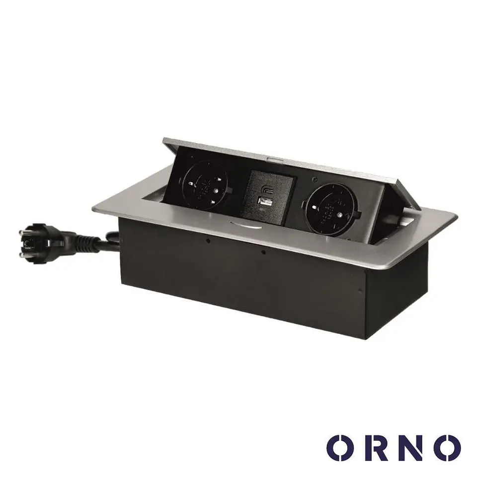 TOMADA ELÉTRICA ENCASTRAR 2X SCHUKO 2X USB ORNO 1