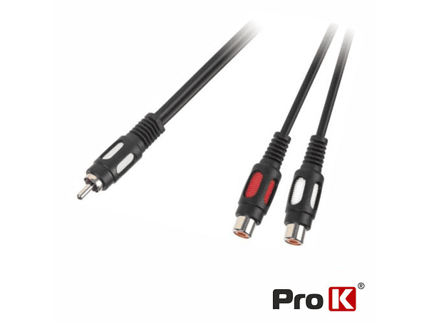 CABO 2-RCA FÊMEA / RCA MACHO DOURADO 25CM PROK 1