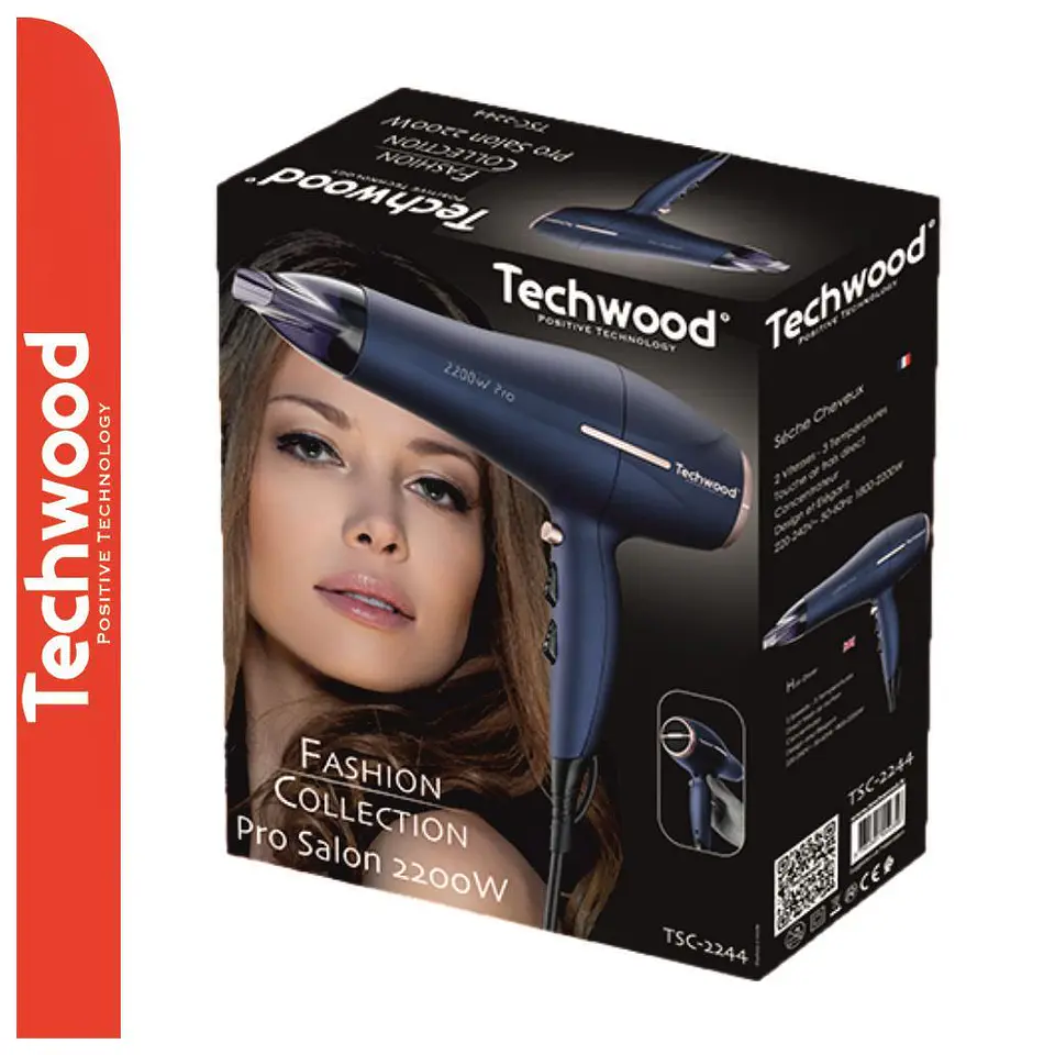 Secador de Cabelo 2200W Azul TECHWOOD 2